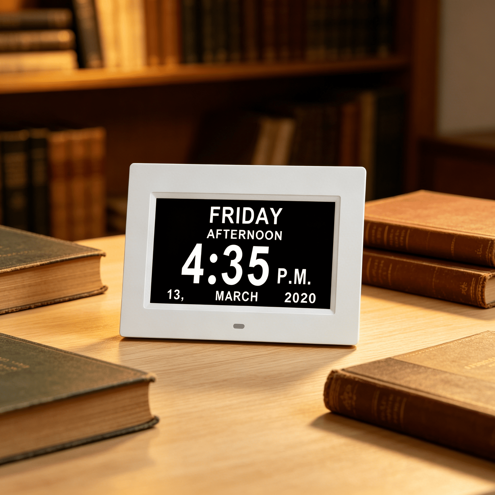 GJX 2026 New Digital Day Calendar Clock - Extra Large Date Day Time of Week Clock with 12 Alarm Options for Seniors,Elderly,Dementia,Alzheimer for Home, Office, Bedroom, Living Room (7-Inch,White)