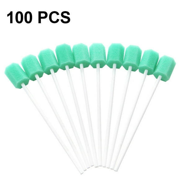 100 pcs Oral Care Swabs - Tooth Cleaning Mouth Toothette Oral Sponge Swabs Unflavored