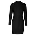 thumbnail image 4 of Oplxuo Cable Knitted Dresses for Women Slim Fit Crew Neck Long Sleeve Bodycon Fall Winter Mini Sweater Dress, 4 of 7