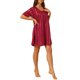 thumbnail image 4 of INSPIRAR CHIC Camisones de Satén para Mujeres con Cuello en V, Manga Corta, Camisón a Rayas, Ropa de Dormir de Seda, Vestido de Pijama XS Rojo Vino, 4 of 6