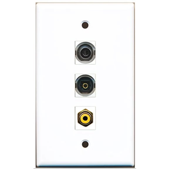 RiteAV - 1 Port RCA Yellow and 1 Port Toslink and 1 Port 3.5mm Wall Plate