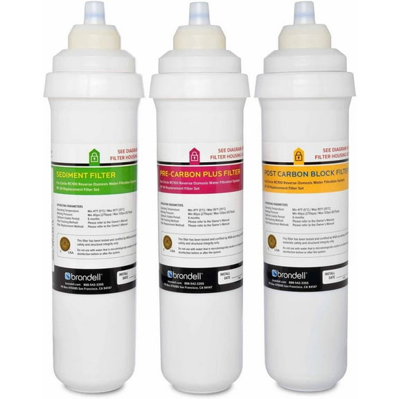 Brondell H2O  Circle Reverse Osmosis Triple Filter Replacement Pack (RF-20) Three Filter Set