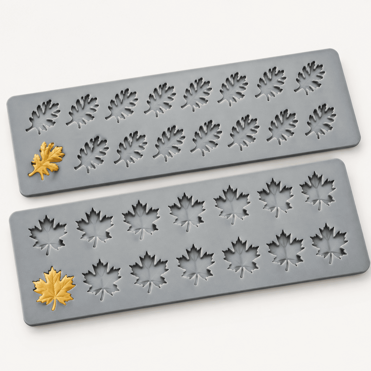 2PCS Maple & Oak Leaves Mould Tuile Molds Silicone Baking Mold Fondant Chocolate Molds Set with Silicone Leaf Mold and 3D Maple Candy Lace Silicone Molds for Making Sugar Craft Cupcakes