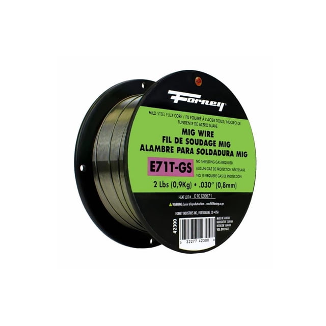 Alambre Mig Flux Core Forney 42300 de acero templado E71TGS, 0,8 mm