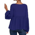 thumbnail image 4 of Cilcicy Women Puff Sleeve Solid Color V-neck Long Sleeve Blouse Loose Top, 4 of 4