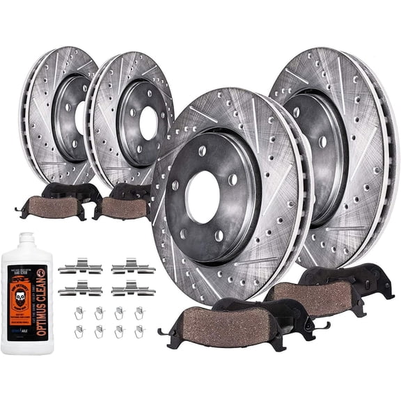 Detroit Axle - Front Rear Brake Kit for 2006-2018 Dodge Ram 1500 2007-2009 Durango Chrysler Aspen 2019-2024 Ram 1500 Classic, Drilled Slotted Brake Rotors and Ceramic Brakes Pads Hand Soap