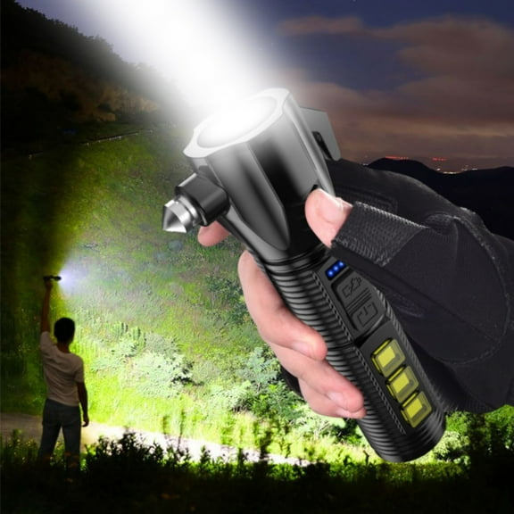 ZFYXGS Multifunctional Window Breaker Flashlight Outdoor Emergency Lighting Portable Rechargeable Light
