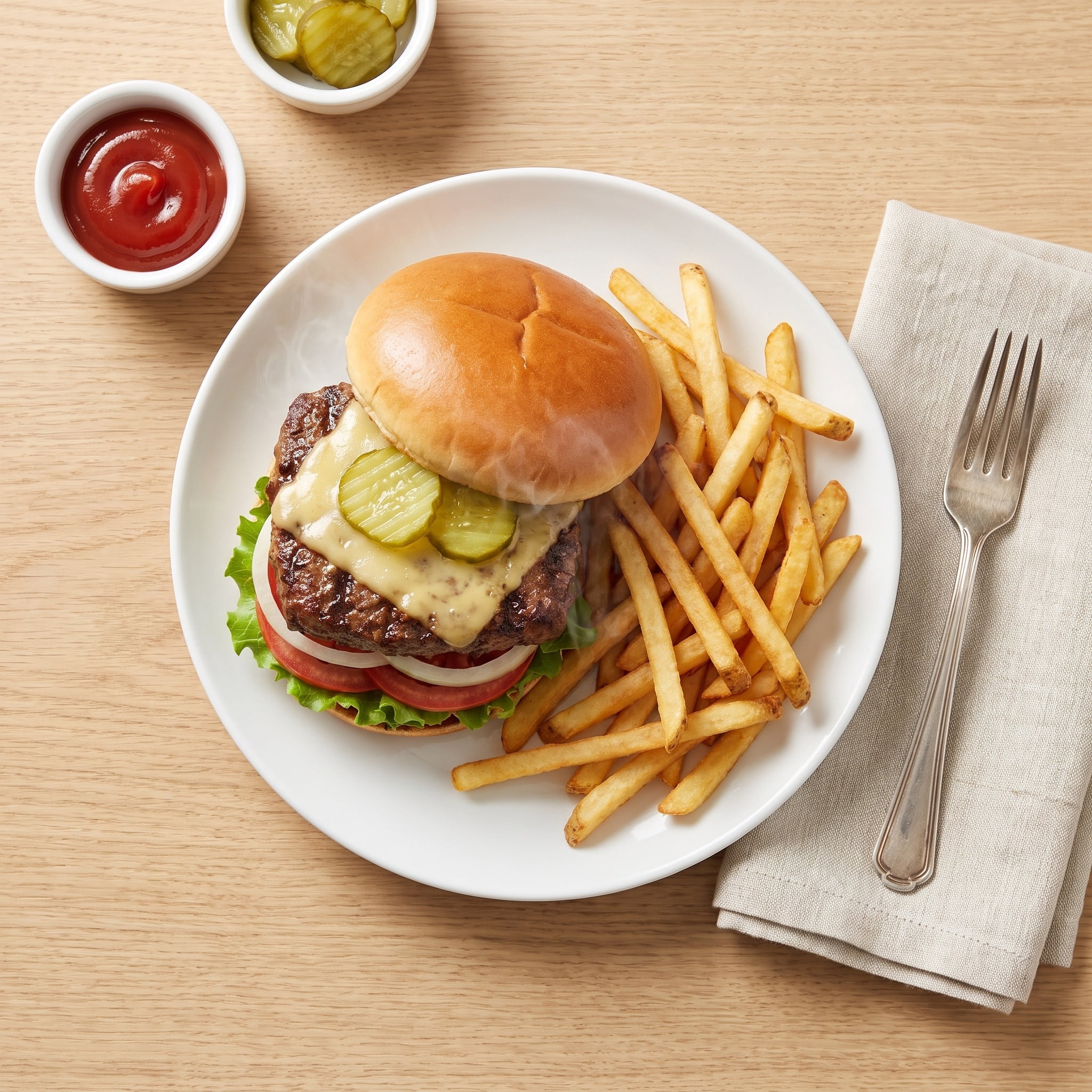 Square Burger and French Fries Meal Bundle