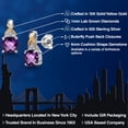 thumbnail image 2 of Gem Stone King 925 Sterling Silver and 10K Yellow Gold Purple Amethyst and White Lab Grown Diamond Earrings for Women (1.41 Cttw, Gemstone February Birthstone, Cushion Checkerboard 6MM), 2 of 6