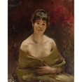 thumbnail image 2 of Jan Ciągliński 20x24 Black Ornate Framed Double Matted Museum Art Print Titled: Study of a Female Model in Green Drapery (1890), 2 of 5
