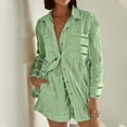 thumbnail image 2 of qolati Womens Two Piece Outfit Striped Short Sleeve Button Down Lapel Collar Shirt and Shorts Plus Size Matching Outfits Beachwear Tracksuit, 2 of 7