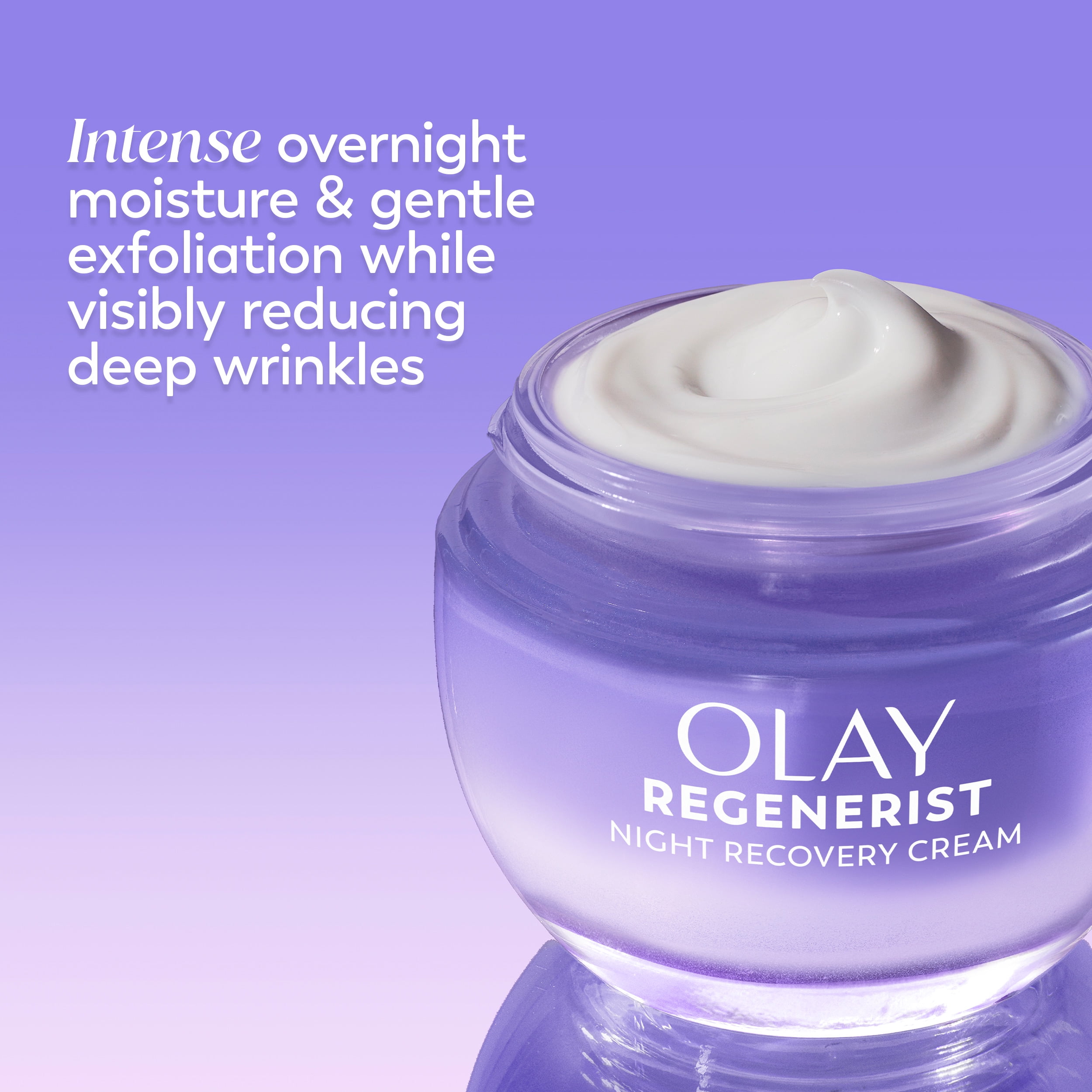 Olay Regenerist Night Recovery Cream with Triple Collagen Peptide, Wrinkle Reducer, Non-Greasy, Fragrance-Free, Hydrating Face Moisturizer for Women, 1.7 oz