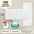 thumbnail image 4 of Juvale Clear Vinyl Binder Spine Label Pockets - Adhesive Label Pockets for Binders - Vinyl Sleeves for File Organizers - Clear Sleeves & Cardstock Inserts - 120 Holders & 126 Inserts, 1x3in, 4 of 10