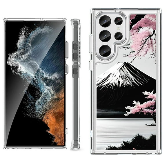 Shockproof Bumper Phone Case for Samsung Galaxy S23 Ultra 5G, by OneToughShield ® - Fuji Sakura