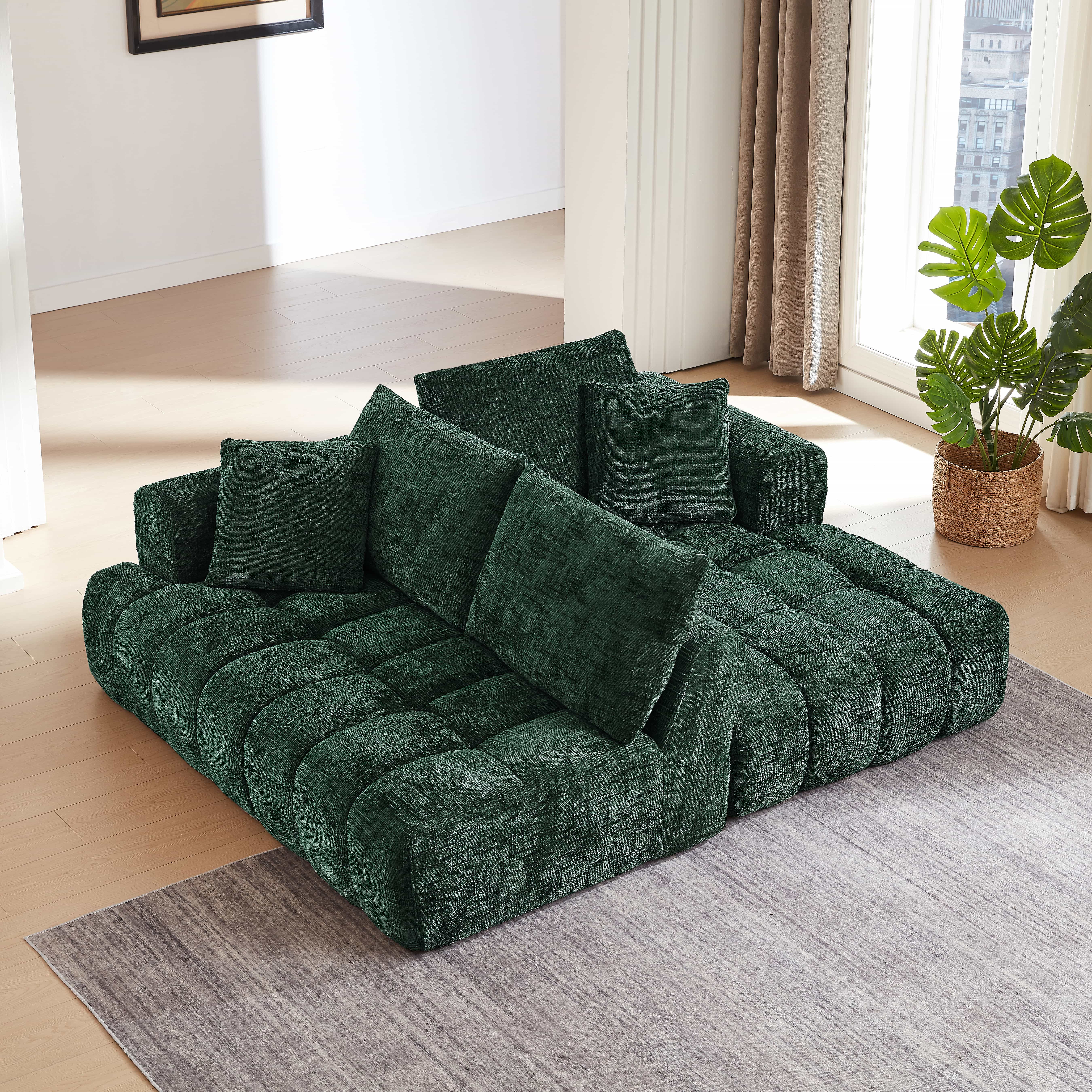 MAYEERTY Chenille L-Shape Oversized Sectional Sofa, Minimalist & Luxury for Apartment, 108×63" Green