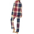 thumbnail image 4 of Diufon 2 Piece Sleepshirt Suits for Women Plaid Pajamas Set Wide Leg Nightwear Pant with Lapel Shirt Top (Small, Red), 4 of 6