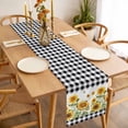 thumbnail image 3 of Sunflower Table Runner - 72 Inch Long, Kitchen Dining Table Runner Dresser Scarves, Black White Buffalo Plaid Check Country Bee Farmhouse Decor for Coffee Tables Wedding Party Banquet, 3 of 8
