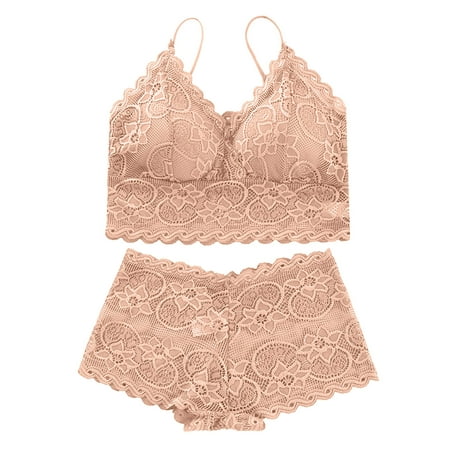 

Lingerie For Women Female Seamless Vest Ultrathin Padded Bra Underwear Bra Brief Sleepwear Dress Beige One Size