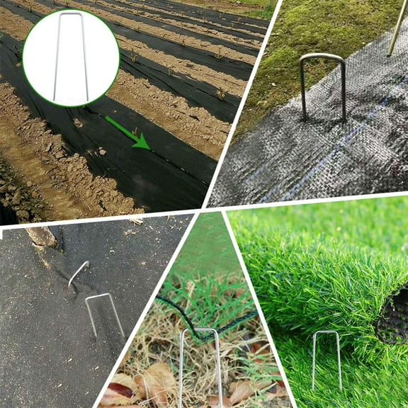 LABLT 6 inch Landscape Sod Staples Sturdy Garden Stakes Weed Barrier Fabric Pins Sliver