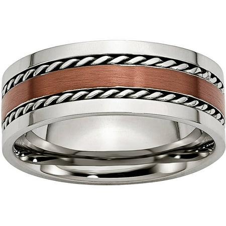 Primal Steel Primal Steel Stainless Steel Brown IP-plated Brushed Center 8mm Polished Band