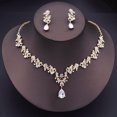 thumbnail image 1 of Ensemble de Bijoux de Mode Design Floral de Luxe pour Femmes Colliers Boucles d'Oreilles Ensembles Accessoires de Robe de Mariée Or Blanc, 1 of 6