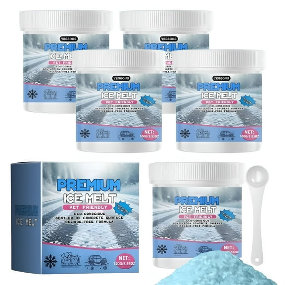 ACDANC Pet-Friendly Ice Melt - Fast-Acting Magnesium Chloride Formula,Safer for Pets & Surfaces,0.22lb Bucket with Scoop(5PCS)