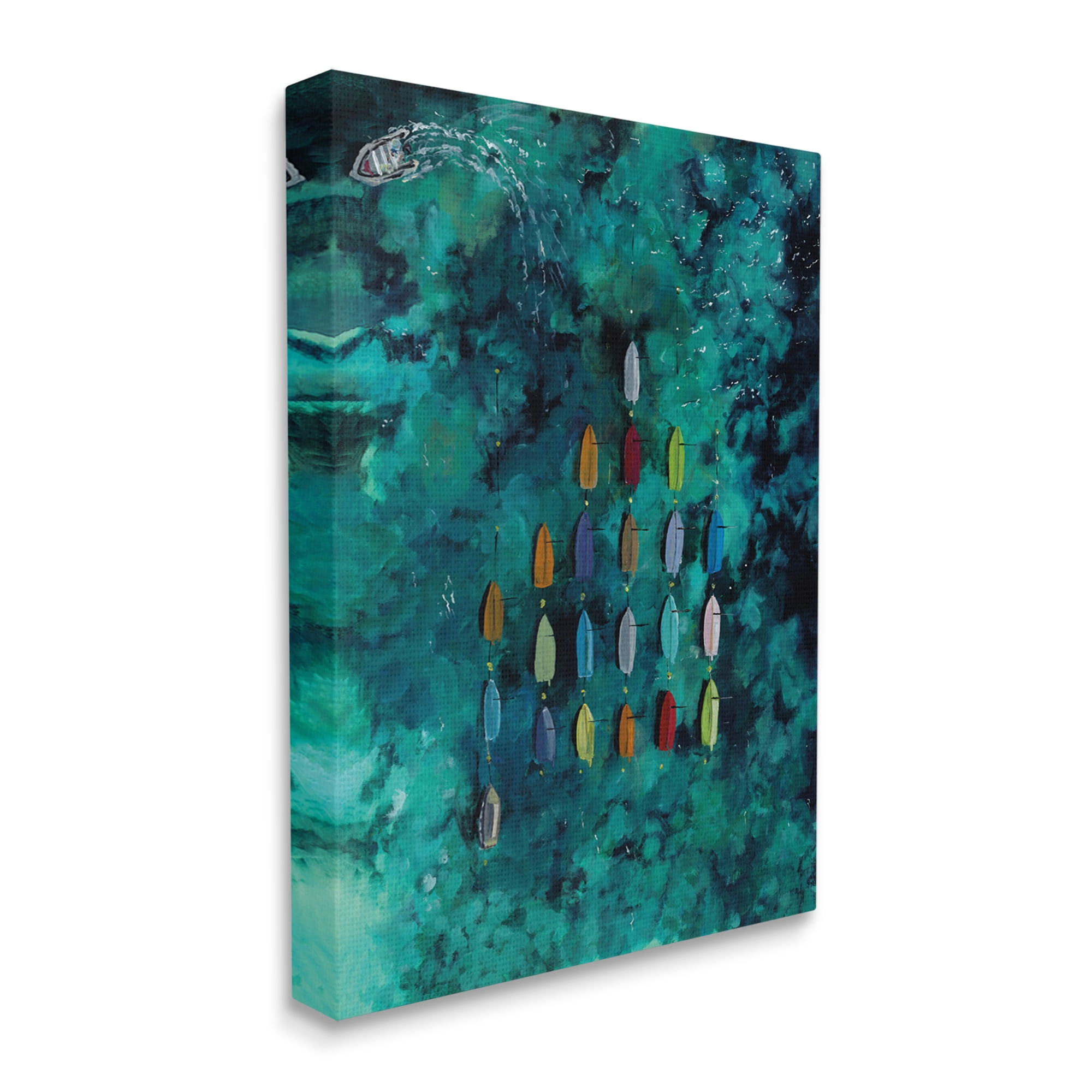 Stupell Industries Harbor From Above Painting Nature Painting Gallery Wrapped Canvas Print Wall Art, 24 x 30