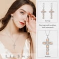 thumbnail image 4 of Linawe Champagne Cross Charm Necklace for Women Trendy, Silver Chain Cross Pendant Necklace, Moissanite Crystal Imitation Diamond Birthstone Cute Jewelry, Catholic Religious Gifts Mom, 4 of 7