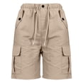 thumbnail image 3 of Kiijoy Girls Athletic Cargo Shorts Summer Casual Drawstring Shorts, Khaki, Sizes 2-15, 3 of 3