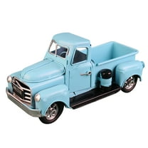AUDeals Vintage Christmas Metal Truck Desktop Decoration, Rustic Farmhouse Holiday Mini Pickup Truck Ornament, Unique Christmas Gift for All