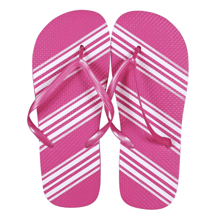 

Women s Racer Diagonal Striped Rubber Flip-Flops - Neon Pink [Size S 5/6]
