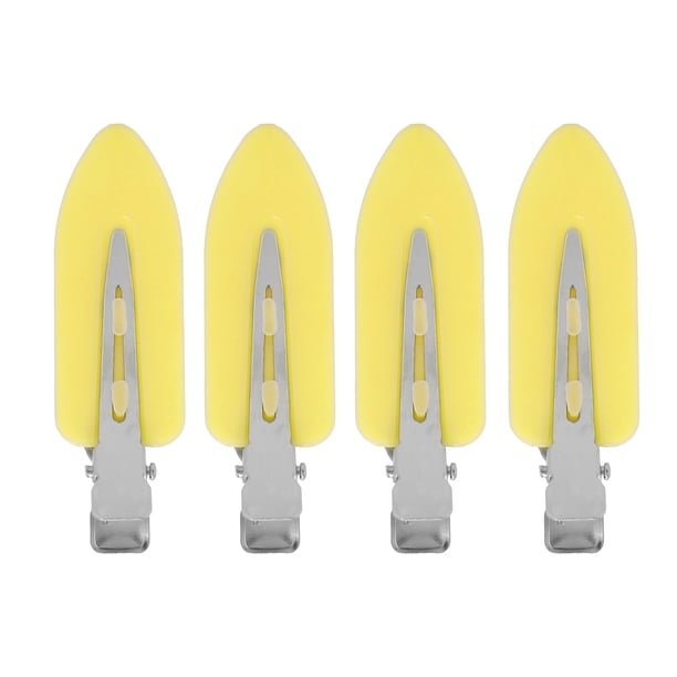 YAHHU Pinzas para Cabello de Hoja sin Dobleces para Peinado y Cosmética 4 Pcs Amarillo 5.5 x 1.8 cm / 2.2 x 0.7 inches