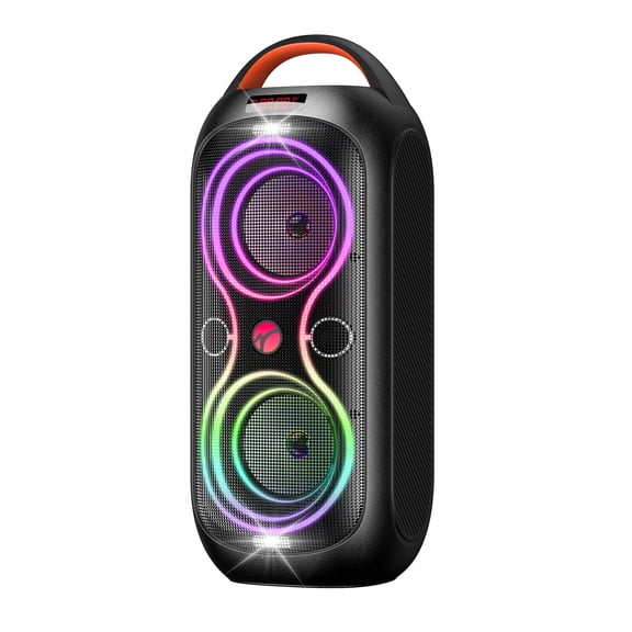 Big Bluetooth Party Speakers, Portable Outdoor Speaker 120dB Loud Sound with RGB Lights, Dual 4" Speakers, FM Radio, USB, TF Card, AUX, Mic Input, TWS Mode - Home & Patio