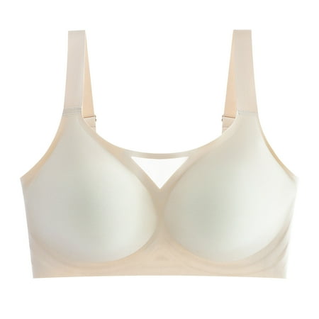 BYHONG Women s Solid Color Ice Silk Backless Bra Side Support Wireless Lifting Adjustable Hook and Buckle Bras for Women Soft Everyday Bra White XL