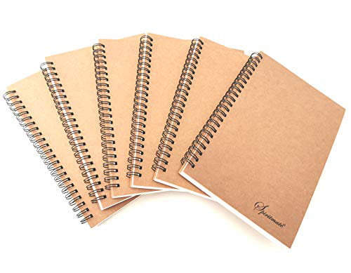 CiciBear Gold Wirebound Spiral Notebooks Pack of 3 dot Paper for Home School Office Supplies Brown 10.2 inches x 7.4 inches 100 Pages/ 50 Sheets