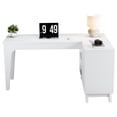 thumbnail image 6 of Fnova 57" L-Shaped Modern Desk, Writing Desk Computer Desk with 4 Drawers & Open Shelves, Lateral Storage Cabinet, for Home Office/Study, 6 of 14