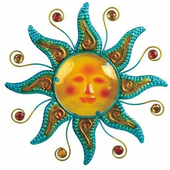 FC Design 16"H Sun Face in Turqoi Blue Wall Decoration