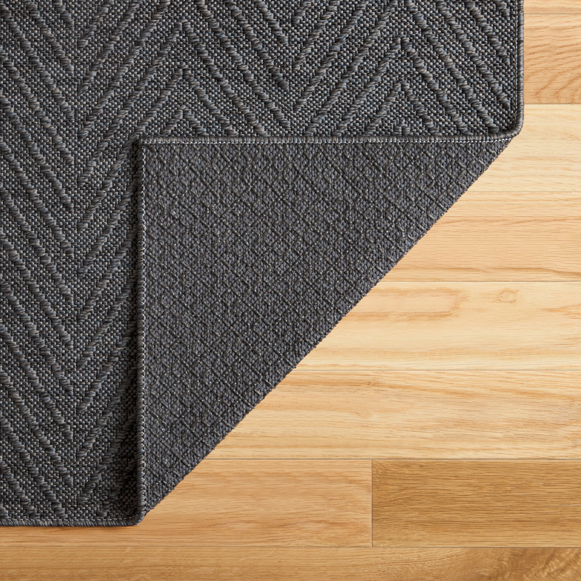 TOWN & COUNTRY BASICS Pax Herringbone Textured Solid Everwash® Washable Runner Area Rug, Low Pile, Non-Slip Backing, Easy Clean Pet & Family Friendly Rug, Dark Grey, 2'5"x10'2"