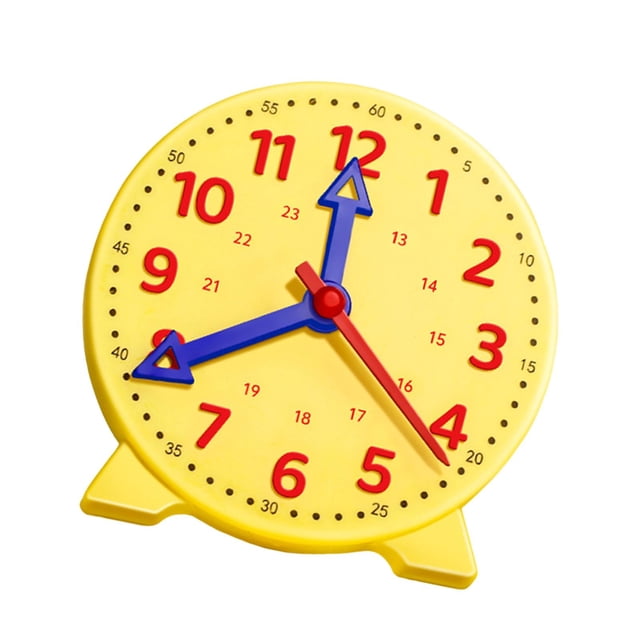 Yinanstore Learning Clock for Kids Convenient Basic Math Development Realistic Kids Table Clock Toy Telling Time for Children Homeschool Yellow