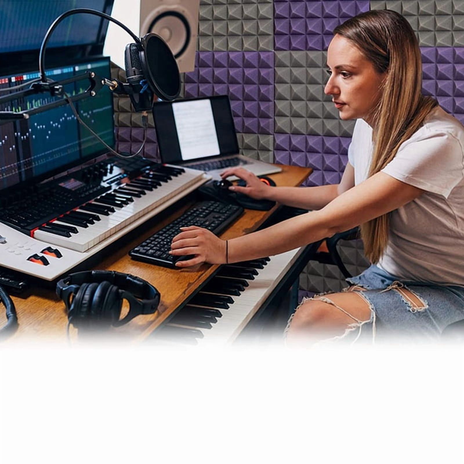 48 Pack Acoustic Panels,Sound Proof Foam Panels,Studio Soundproofing Wedges,Wall Reduce Noise Foam,for Music Studio,Etc