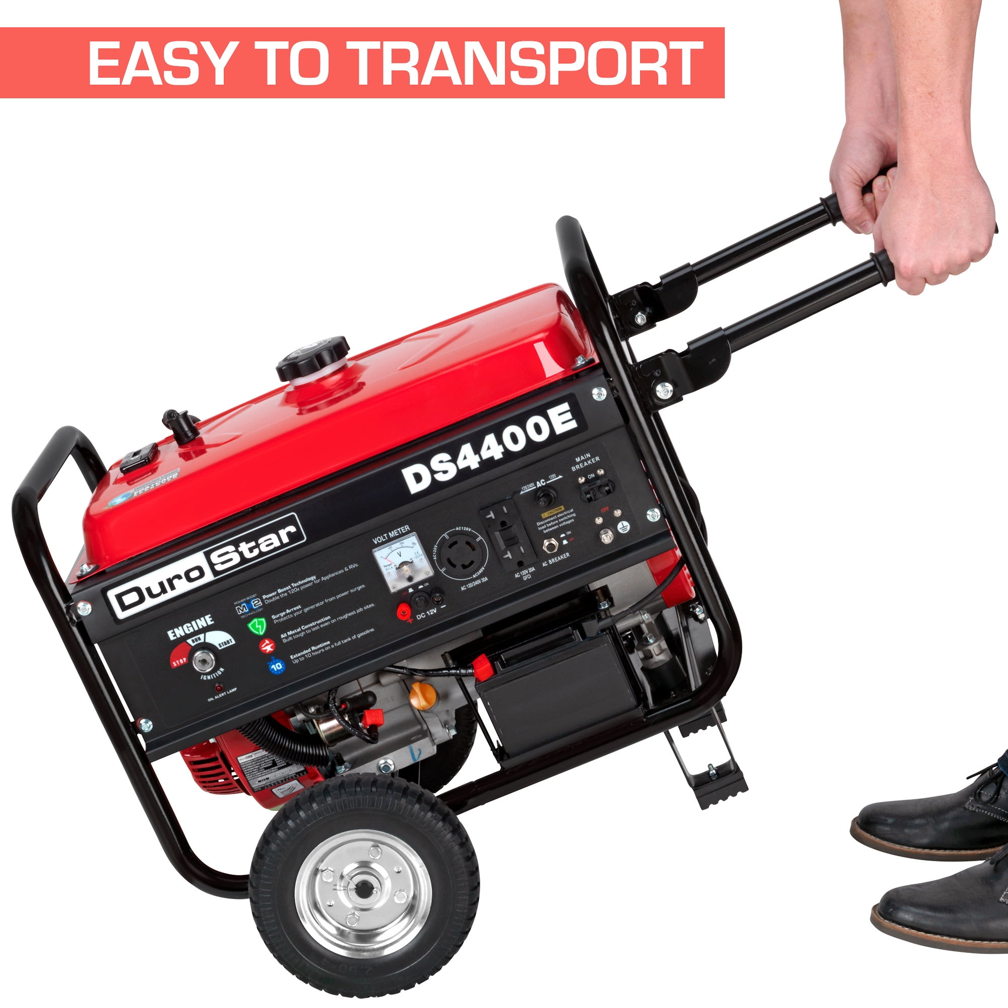 DuroStar DS4400E Gas Powered Portable Generator - 4400 Watt -Electric Start- Camping & RV Ready, 50 State Approved