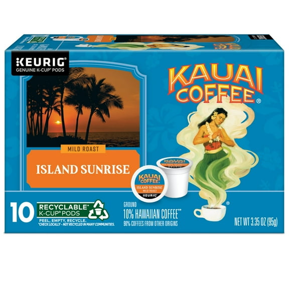 Kauai Coffee® Island Sunrise Mild Roast Arabica, Keurig® K-Cup® Pods, pack of 10