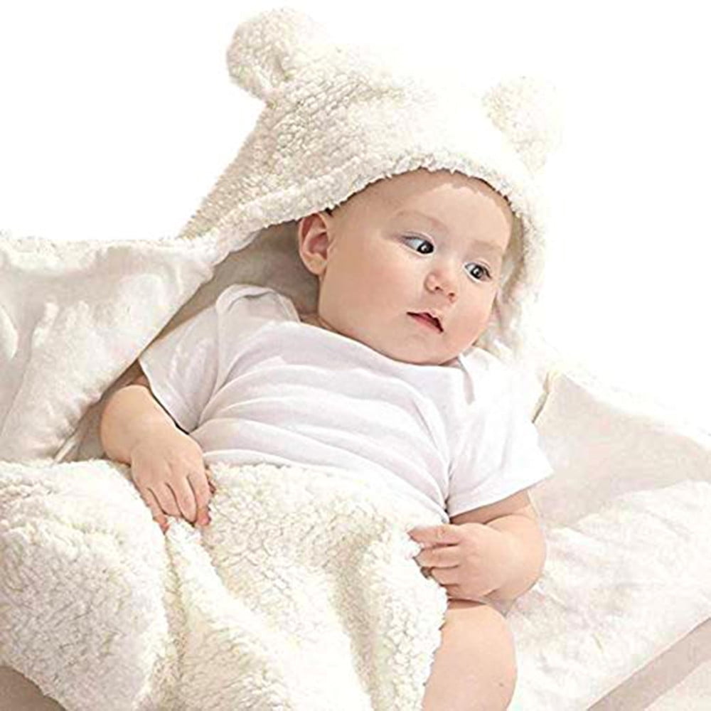 Xzngl Newborn Baby Cute Cotton Receiving White Sleeping Blanket Boy Girl Wrap Swaddle White
