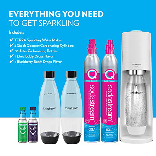 SodaStream Terra Sparkling Water Maker Bundle (White), with CO2, DWS  Bottles, and Bubly Drops Flavors