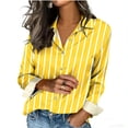 thumbnail image 4 of Striped Button Down Shirts for Women Striped Long Sleeve Collared Blouse Tops Business Office Oversized Boyfriend Blouses Collared Work Tops Shirt, 4 of 5