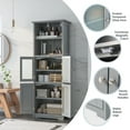 thumbnail image 6 of Gymax Bathroom Tall Storage Cabinet Linen Tower w/ Glass Door & Adjustable Shelf Grey, 6 of 10
