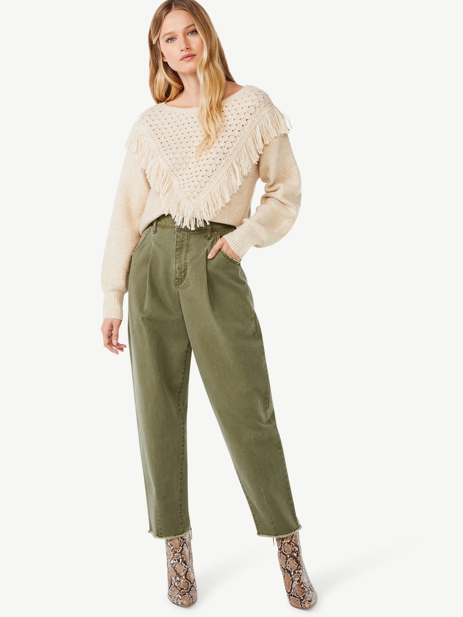 Scoop Women's Pleated Peg Leg Jeans
