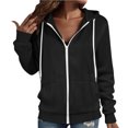 thumbnail image 4 of Ecqkame Women's Waffle Hoodies Lightweight Zip Up Long Sleeve Hooded Casual Jacket Solid Color Comfortable Sweatshirts Black XXL, 4 of 9