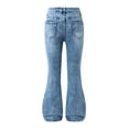 thumbnail image 4 of Tfken Jeans For Girls Casual Flare-Leg Heart Print Distressed Denim Pants Blue Size 10-11 Years, 4 of 6