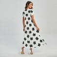 thumbnail image 2 of Black And White Cat Pattern Printed Short Sleeve Maxi Dress, Pet Cat Fashion Summer Maxi Dress For Women, 2 of 4